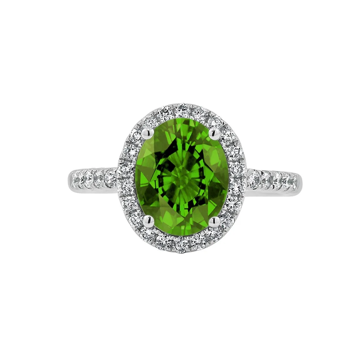 Auriya 3ct Oval Peridot and Halo Diamond Engagement Ring 3/8ctw 14k Gold sold by Zulily product image thumbnail 2