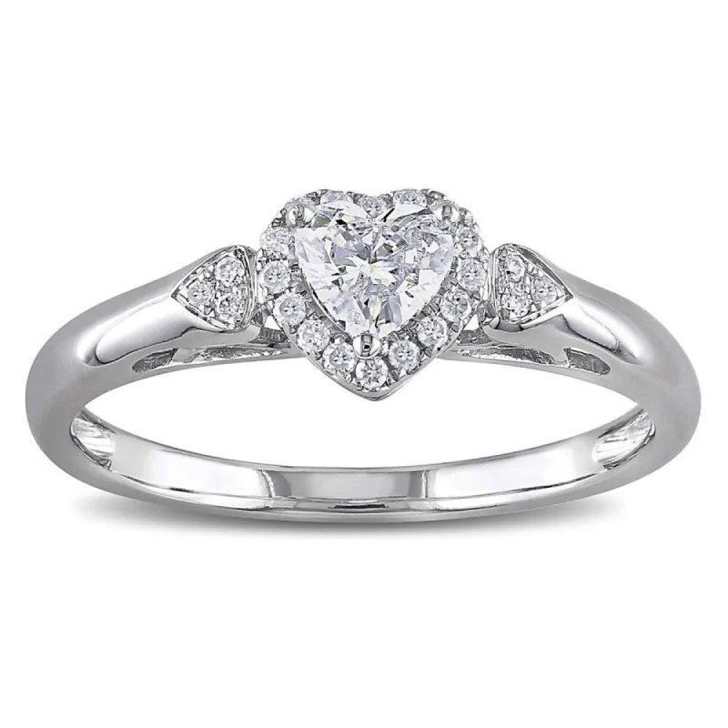 Miadora Signature Collection 14k White Gold 2/5ct TDW Diamond Heart Ring sold by Zulily