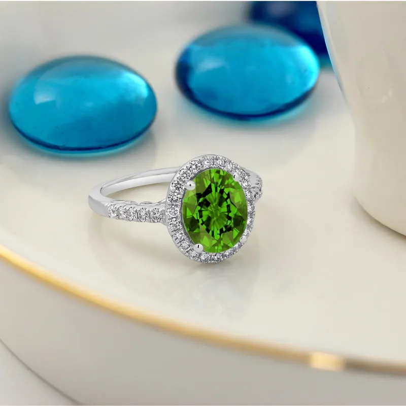 Auriya 3ct Oval Peridot and Halo Diamond Engagement Ring 3/8ctw 14k Gold sold by Zulily