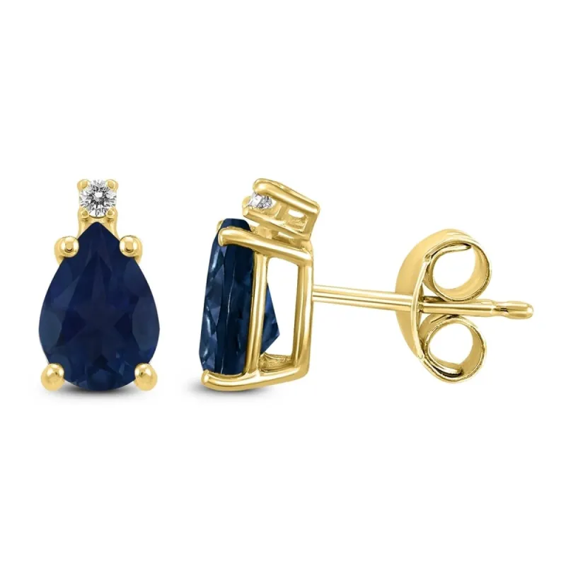 14K Yellow Gold 6x4MM Pear Sapphire and Diamond Earrings sold by Zulily