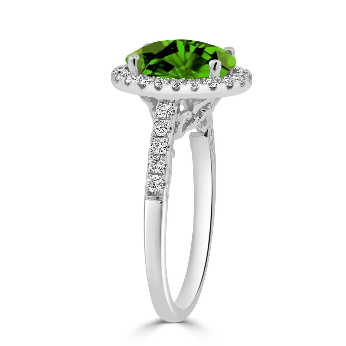 Auriya 3ct Oval Peridot and Halo Diamond Engagement Ring 3/8ctw 14k Gold sold by Zulily product image thumbnail 4