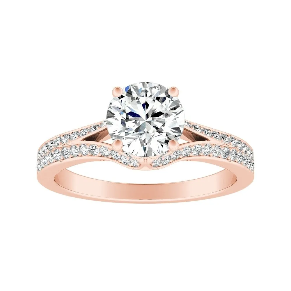 Auriya 14k Gold Round 3ct Moissanite and 1/3ctw Diamond Engagement Ring sold by Zulily product image thumbnail 3