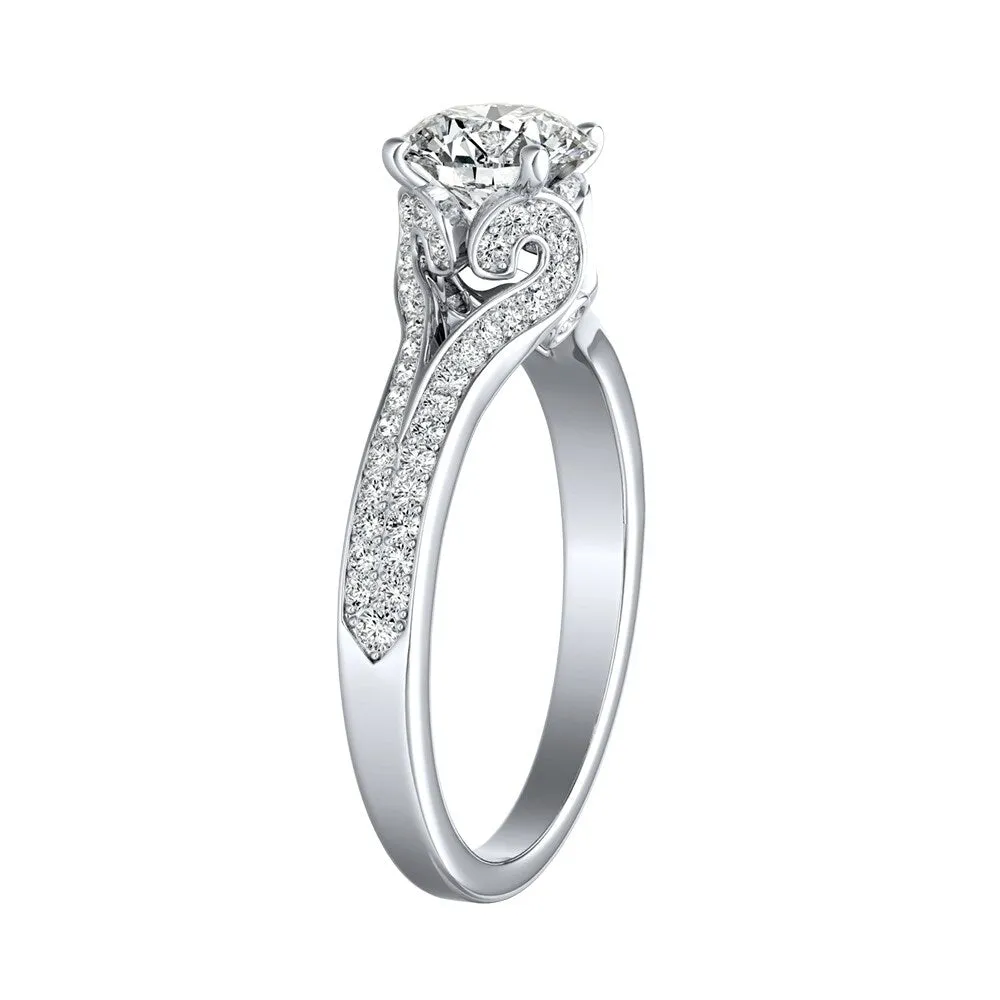Auriya 14k Gold Round 3ct Moissanite and 1/3ctw Diamond Engagement Ring sold by Zulily product image thumbnail 4