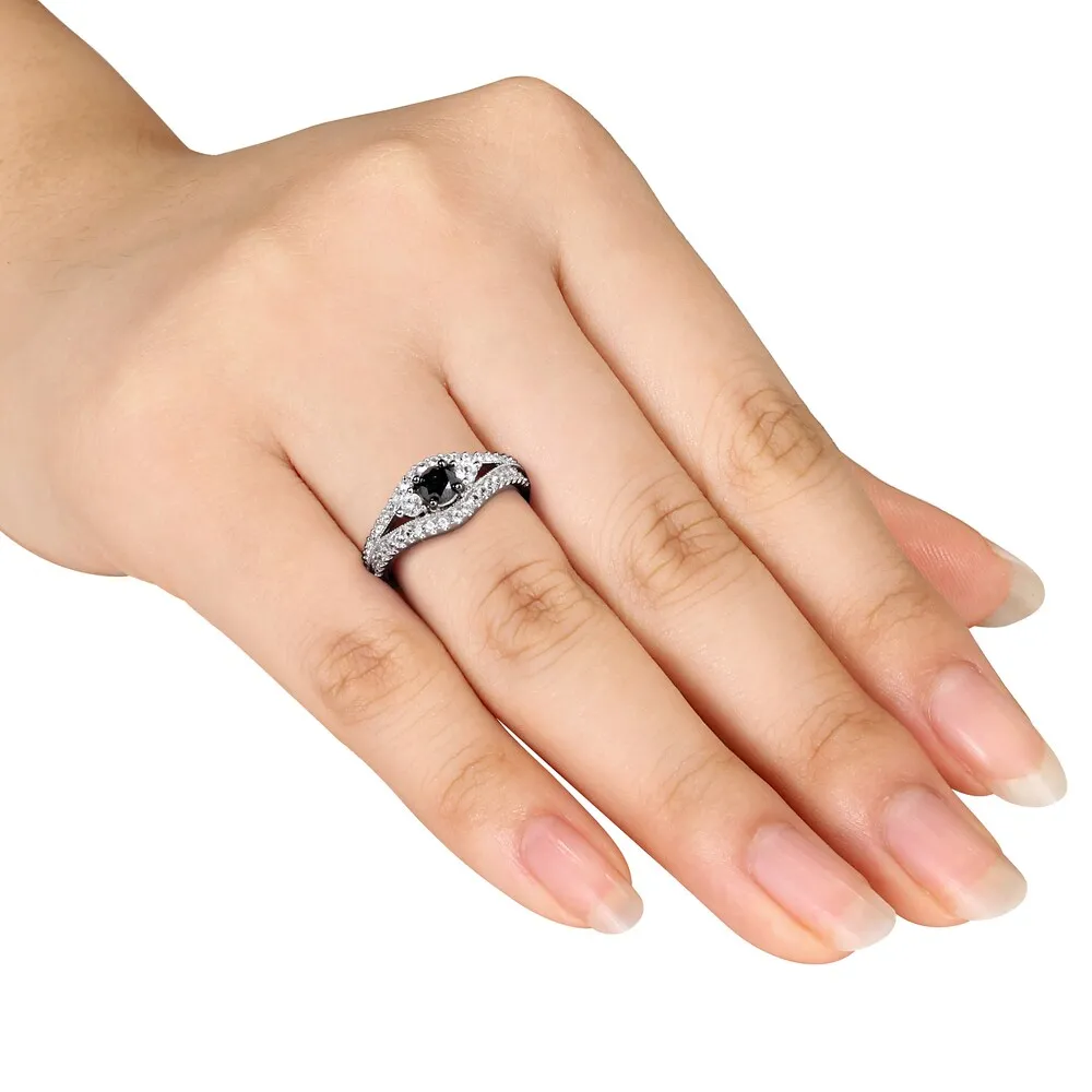 Miadora Sterling Silver 1ct TDW Black Diamond and White Sapphire Ring sold by Zulily product image thumbnail 4