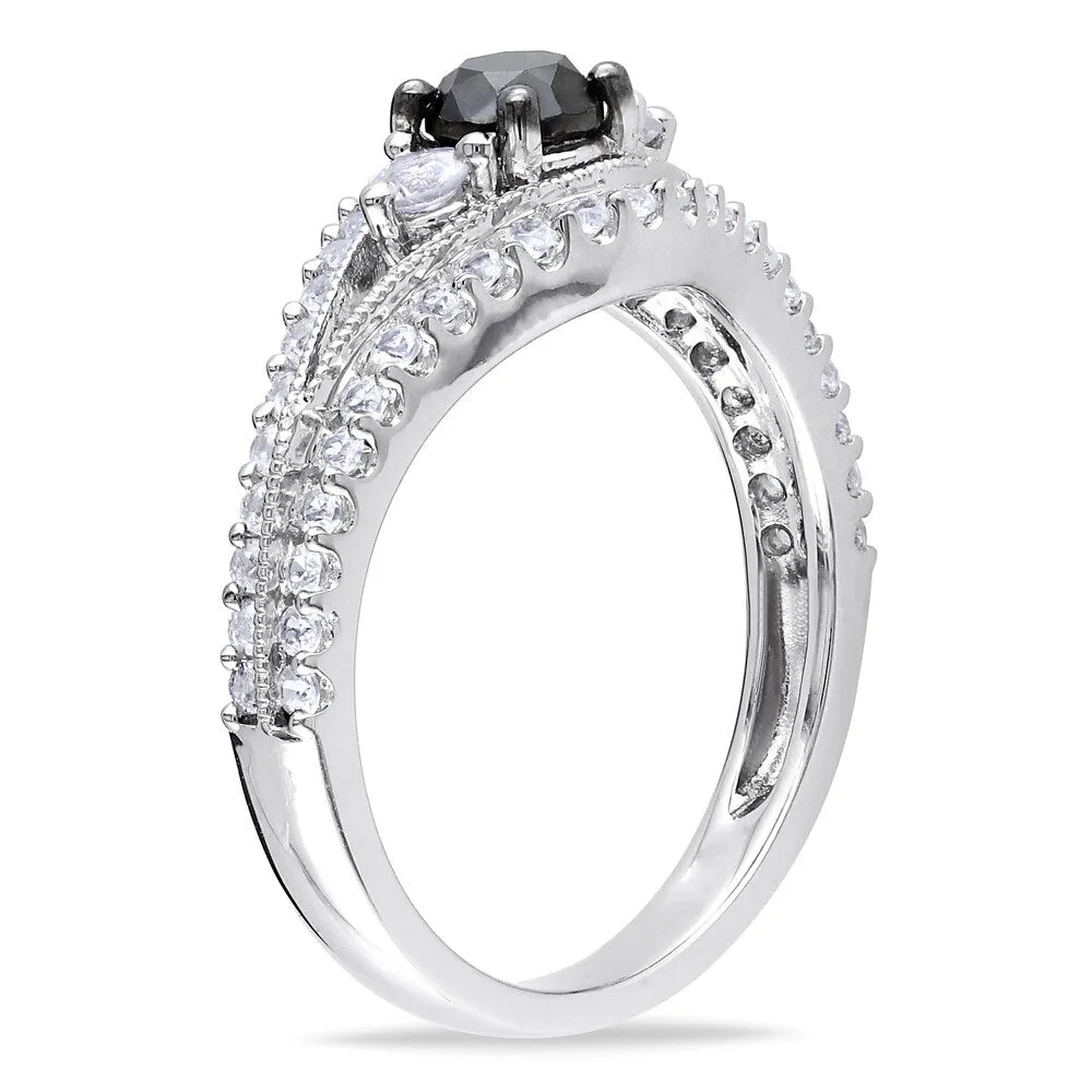 Miadora Sterling Silver 1ct TDW Black Diamond and White Sapphire Ring sold by Zulily product image thumbnail 2