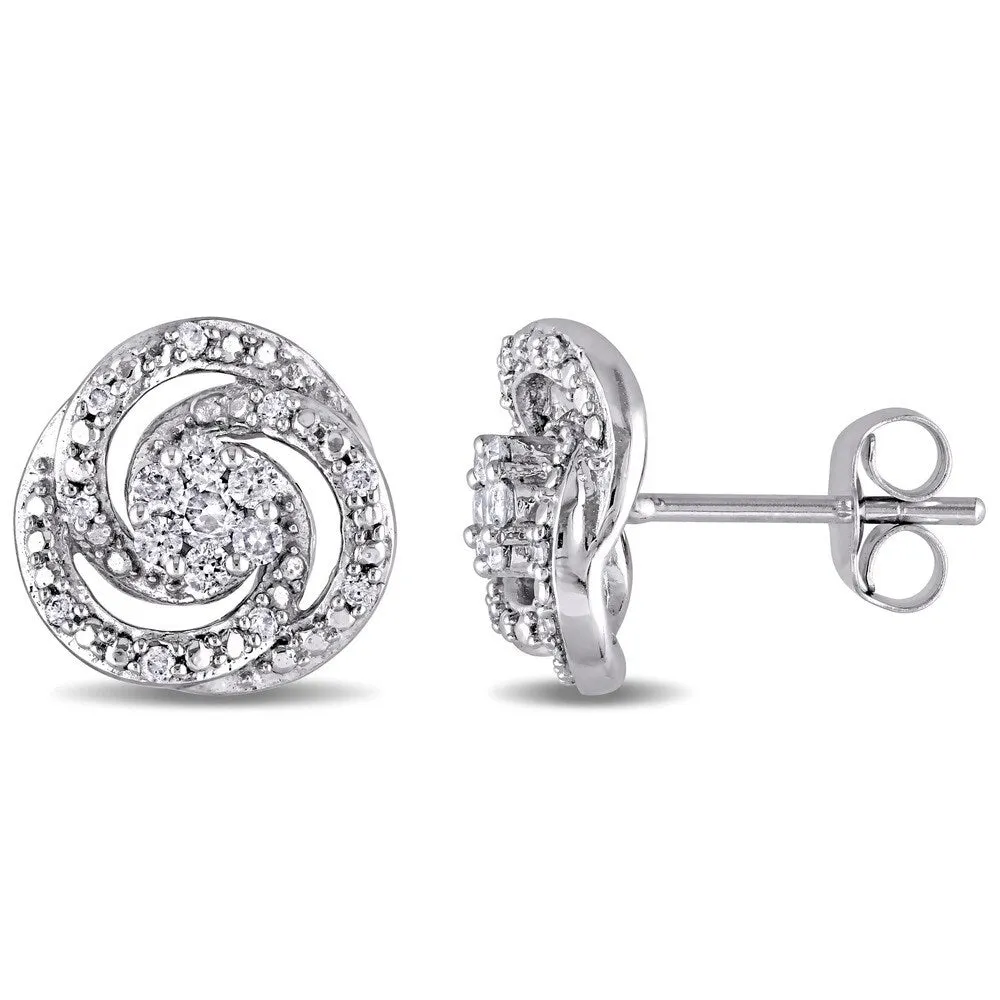 Miadora 10k White Gold 1/4ct TDW Diamond Floral Swirl Earrings sold by Zulily