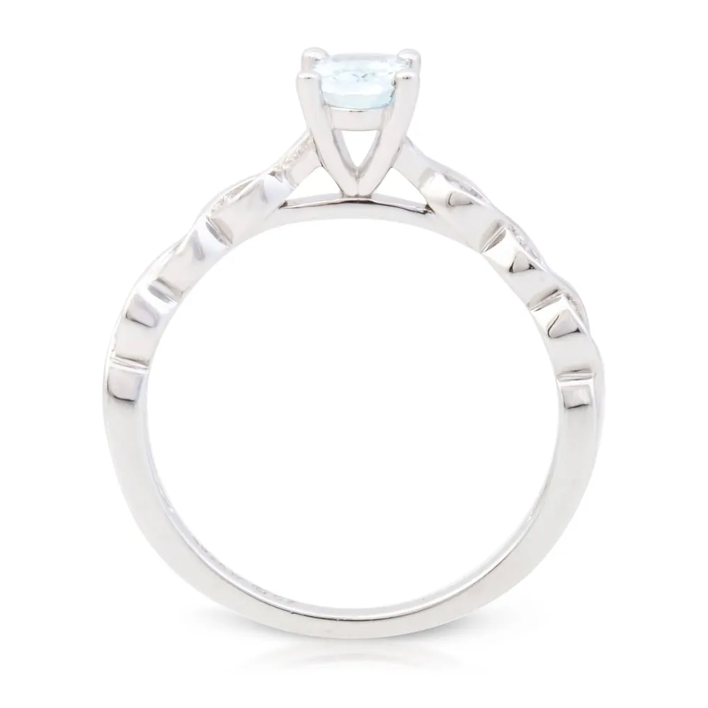 Oval Cut Aquamarine Gemstone 1/20ct TDW Diamond Classic Ring in 10k White Gold sold by Zulily product image thumbnail 5