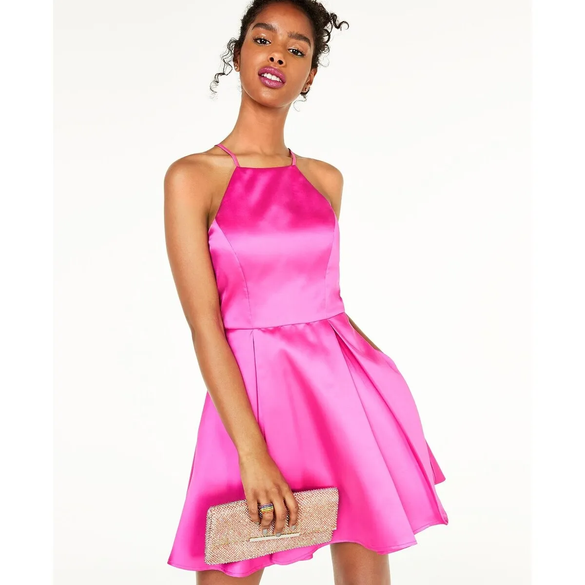 B DARLIN Women's Sleeveless Mini Fit and Flare Party Dress Juniors Pink Size 11-12 - 11/12 sold by Zulily product image thumbnail 3