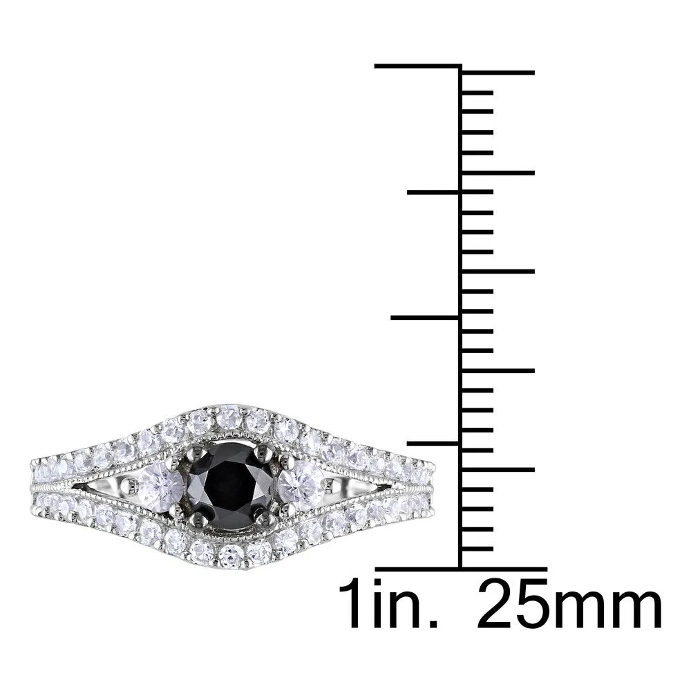 Miadora Sterling Silver 1ct TDW Black Diamond and White Sapphire Ring sold by Zulily product image thumbnail 3