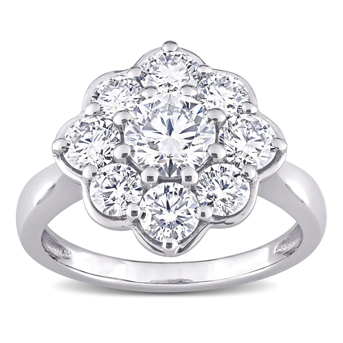 Miadora 2 3/8ct DEW Moissanite Halo Floral Engagement Ring in 10k White Gold sold by Zulily product image thumbnail 3