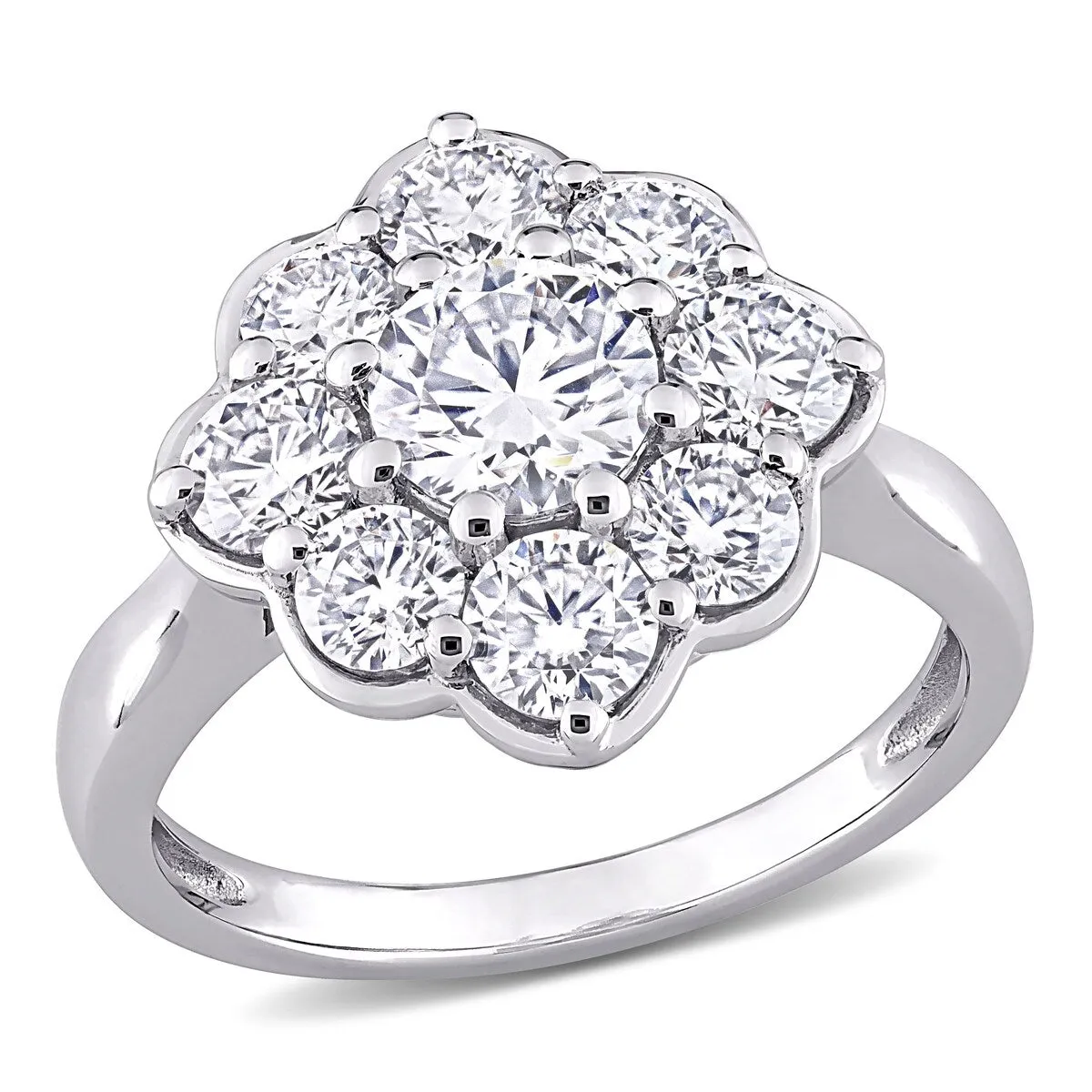 Miadora 2 3/8ct DEW Moissanite Halo Floral Engagement Ring in 10k White Gold sold by Zulily