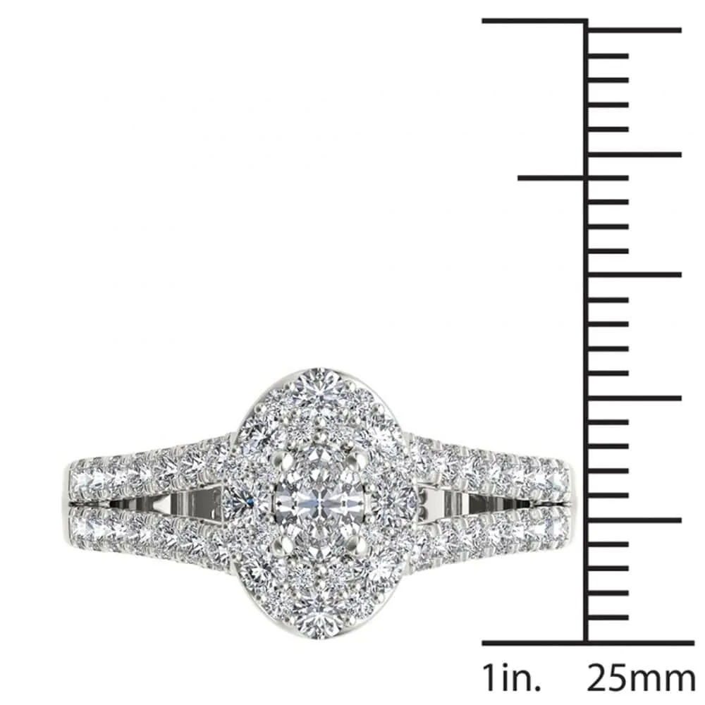 De Couer 14k White Gold 1 1/4ct TDW Oval Shape Diamond Halo Engagement Ring - White H-I sold by Zulily product image thumbnail 4