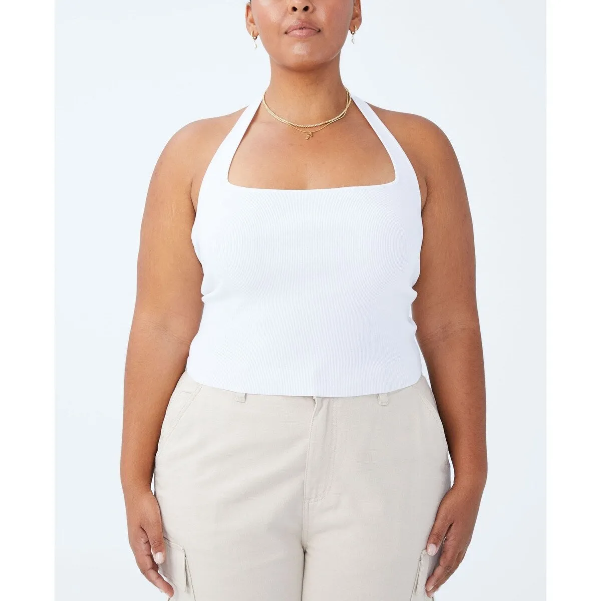 COTTON ON Women's Active Summer Knit Twist Back Vestlette Top White sold by Zulily