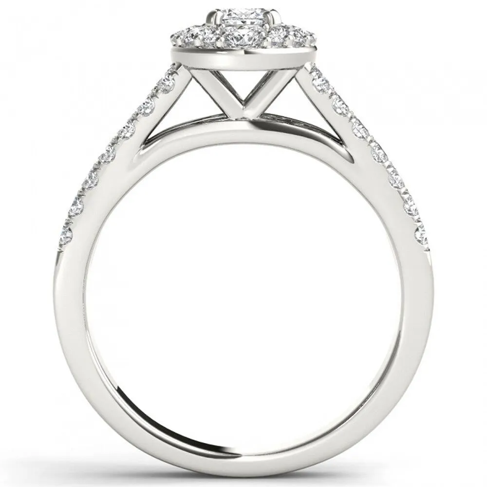 De Couer 14k White Gold 1 1/4ct TDW Oval Shape Diamond Halo Engagement Ring - White H-I sold by Zulily product image thumbnail 3