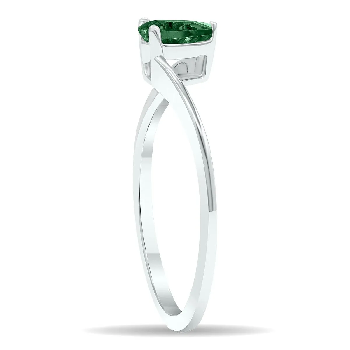 Women's Solitaire Emerald Wave Ring in 10K White Gold sold by Zulily product image thumbnail 3