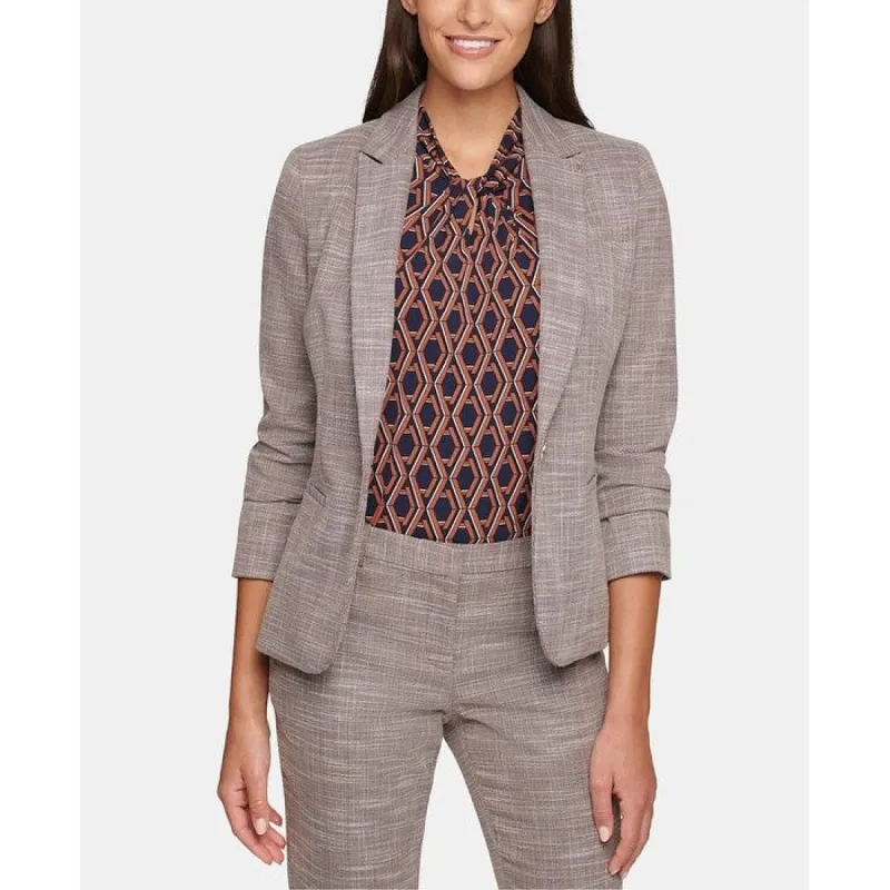 Tommy Hilfiger Women's Elbow Patch One Button Blazer Gray Size 6 sold by Zulily
