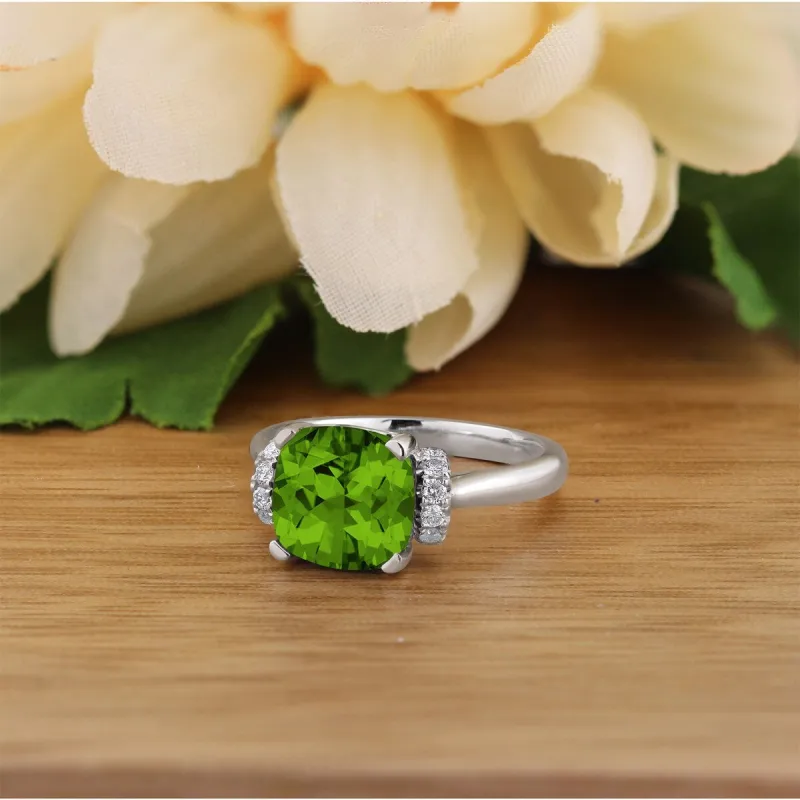 Auriya Unique 3 3/8ct Cushion-cut Peridot and Diamond Engagement Ring 1/5cttw 14k Gold sold by Zulily