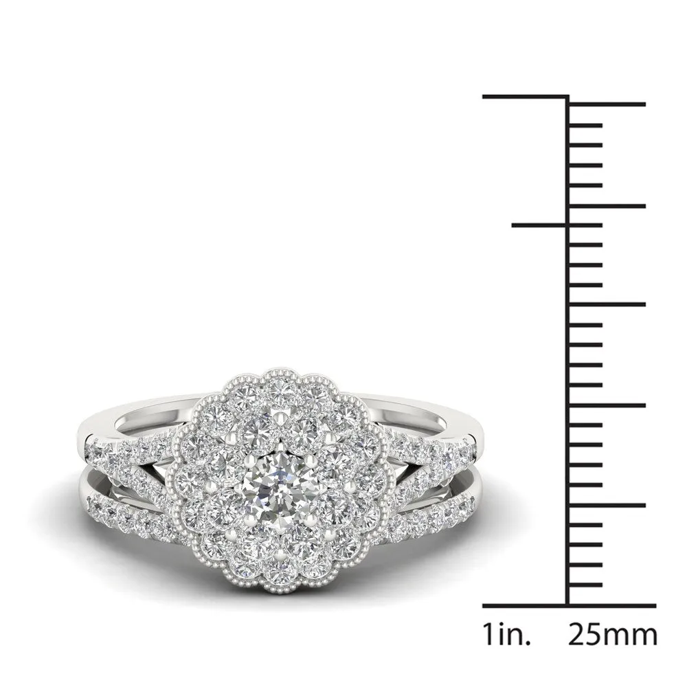 De Couer 1ct TDW Diamond Flower Shape Bridal Set - White sold by Zulily product image thumbnail 4