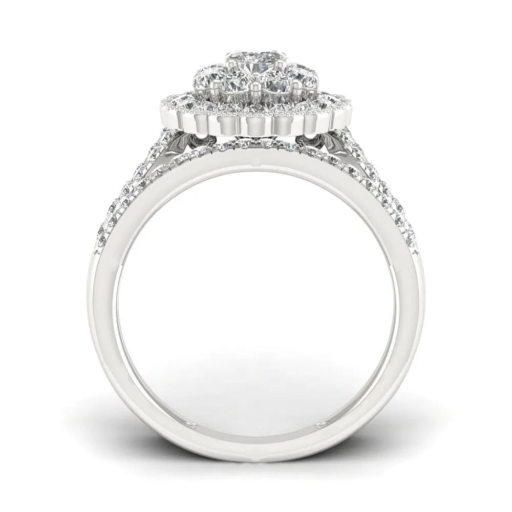 De Couer 1ct TDW Diamond Flower Shape Bridal Set - White sold by Zulily product image thumbnail 3