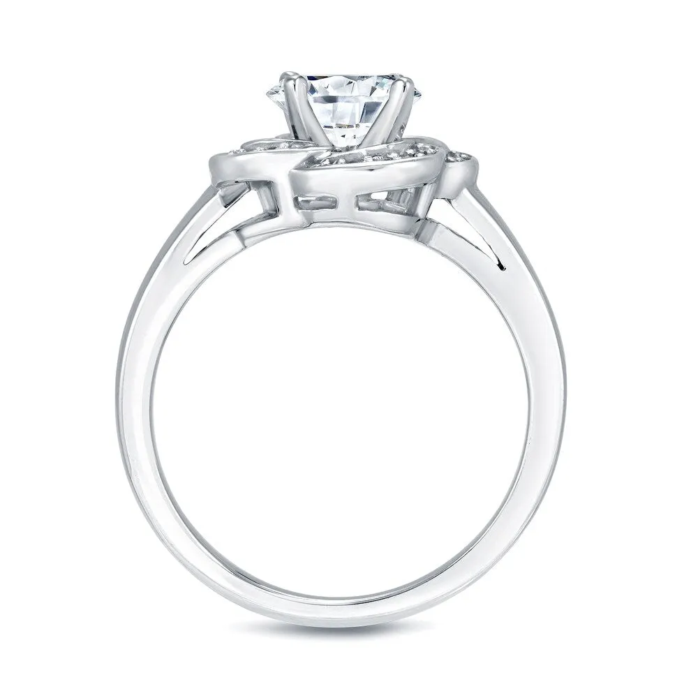 Auriya Unique Floral 3/4ct TDW Round Diamond Engagement Ring Set 14k White Gold Certified sold by Zulily product image thumbnail 3