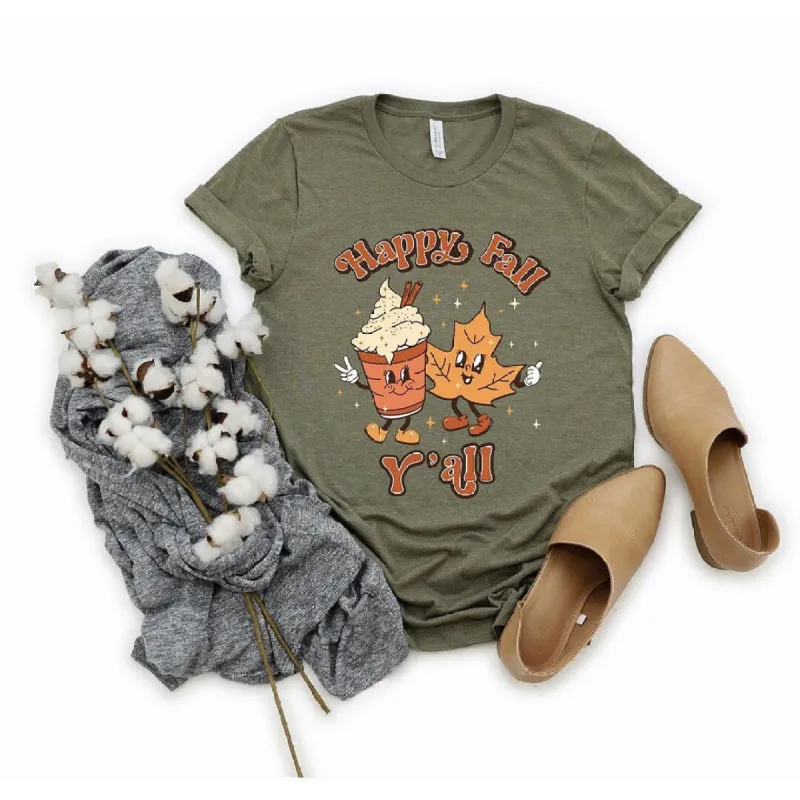 Retro Happy Fall Y'all Leaf Short Sleeve Tee sold by Zulily