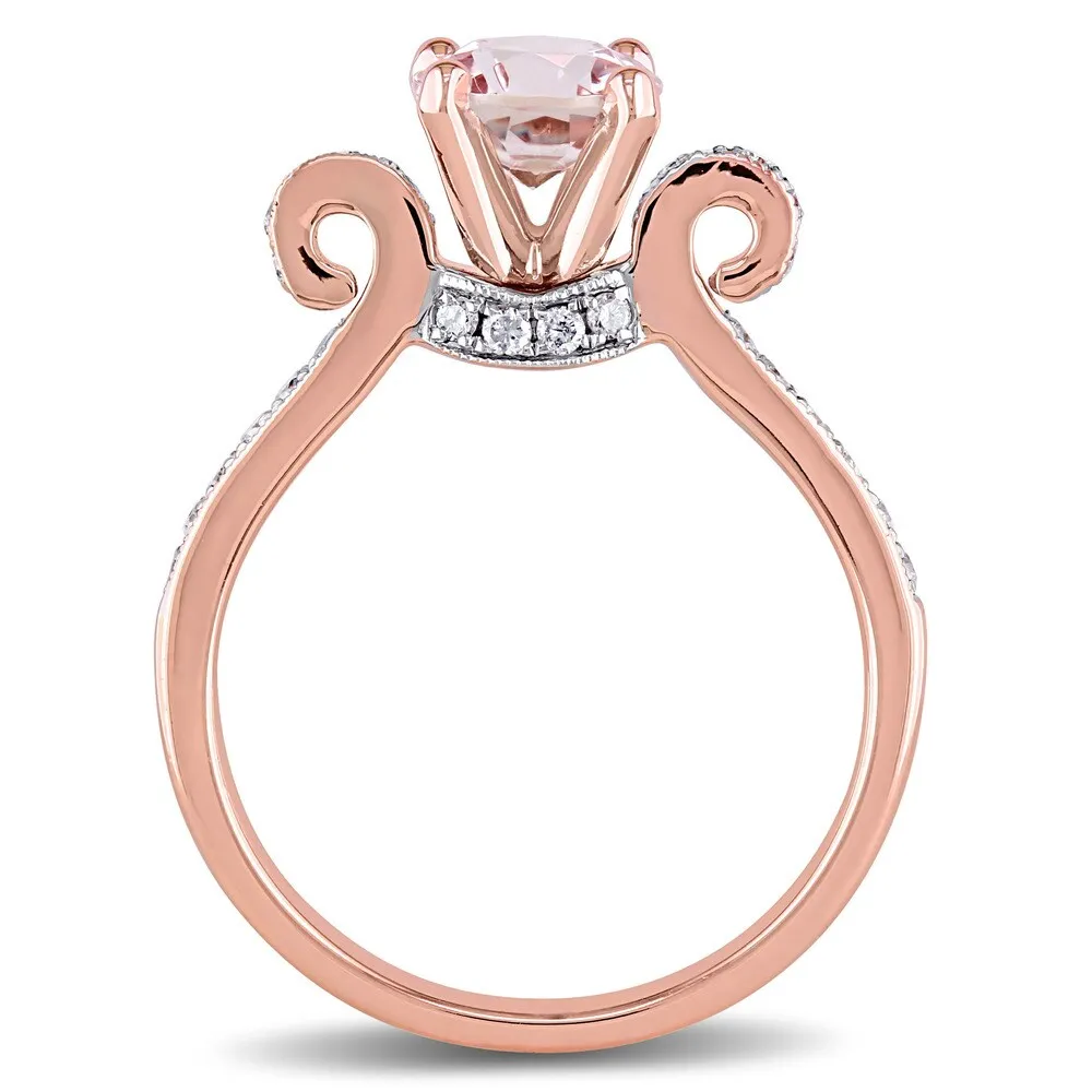 Miadora 14k Rose Gold Morganite and 1/4ct TDW Diamond Ribbon Engagement Ring - Pink sold by Zulily product image thumbnail 5