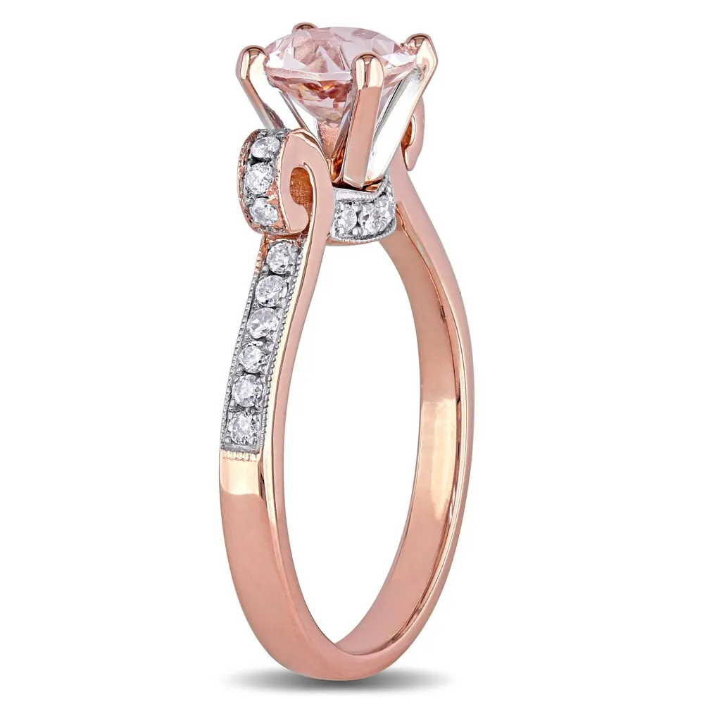 Miadora 14k Rose Gold Morganite and 1/4ct TDW Diamond Ribbon Engagement Ring - Pink sold by Zulily product image thumbnail 2