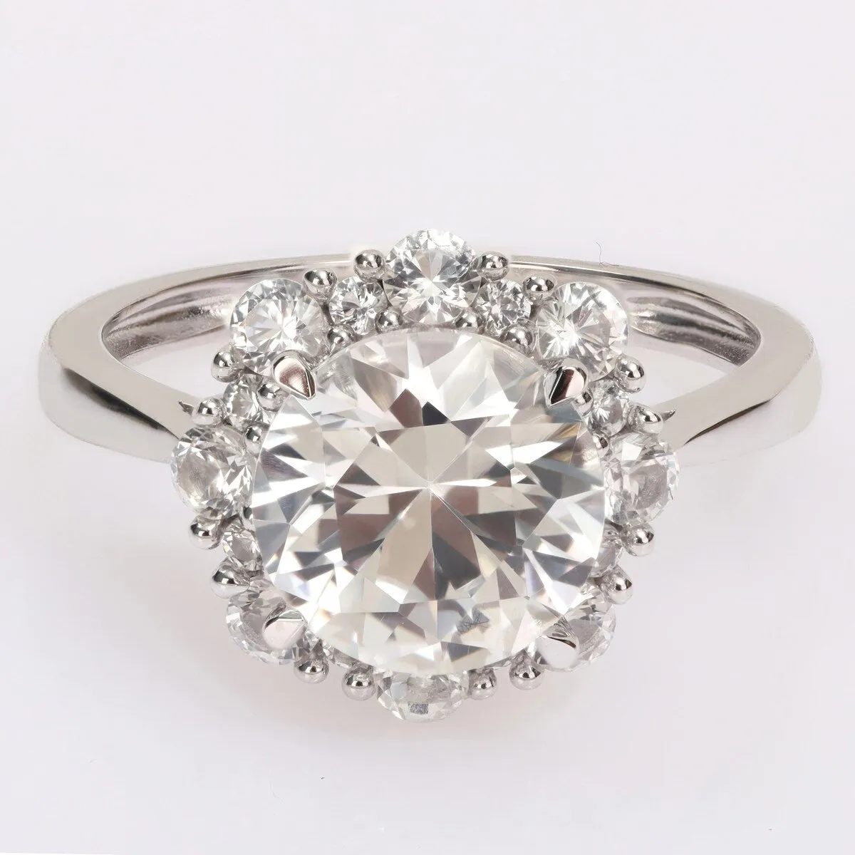 Miadora Created White Sapphire Halo Floral Engagement Ring in 10k White Gold sold by Zulily