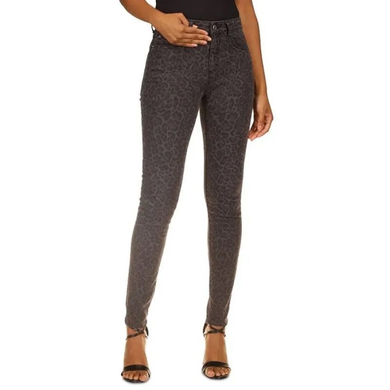 Michael Kors Women's Leopard Print Straight Skinny Jeans Gray Size 10 sold by Zulily