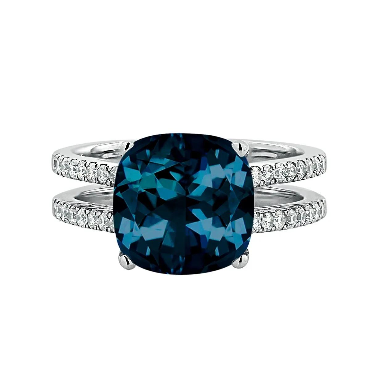 Auriya Modern 5ct Cushion-cut London Blue Topaz and Diamond Engagement Ring 1/4cttw 14k Gold sold by Zulily product image thumbnail 3