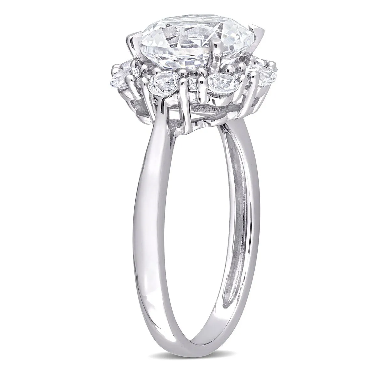 Miadora Created White Sapphire Halo Floral Engagement Ring in 10k White Gold sold by Zulily product image thumbnail 4
