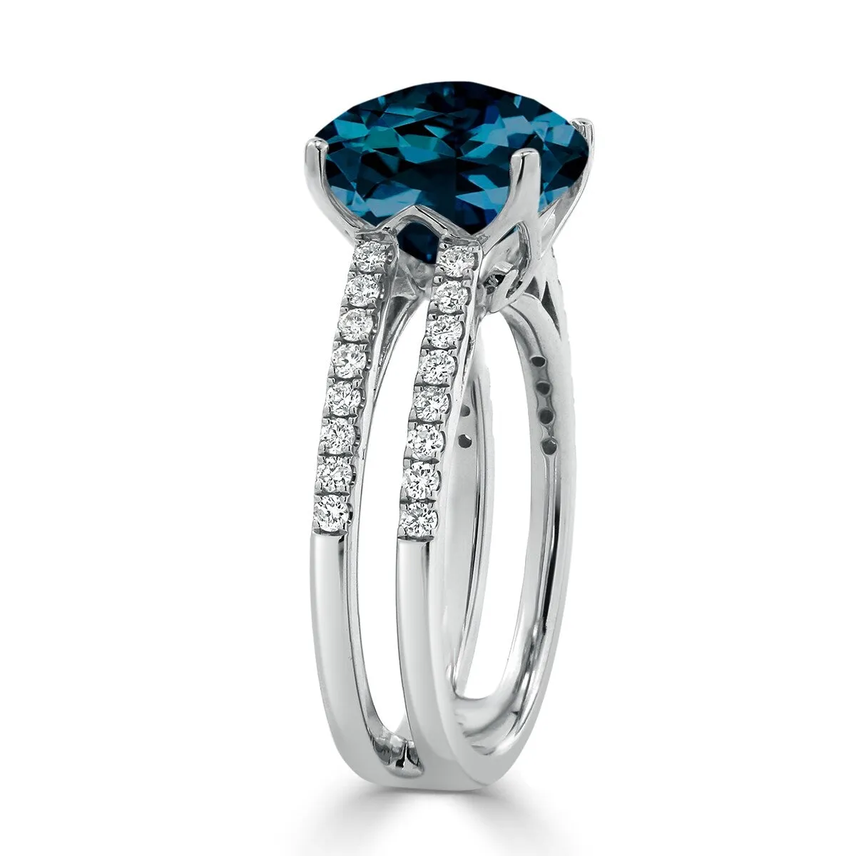 Auriya Modern 5ct Cushion-cut London Blue Topaz and Diamond Engagement Ring 1/4cttw 14k Gold sold by Zulily product image thumbnail 5
