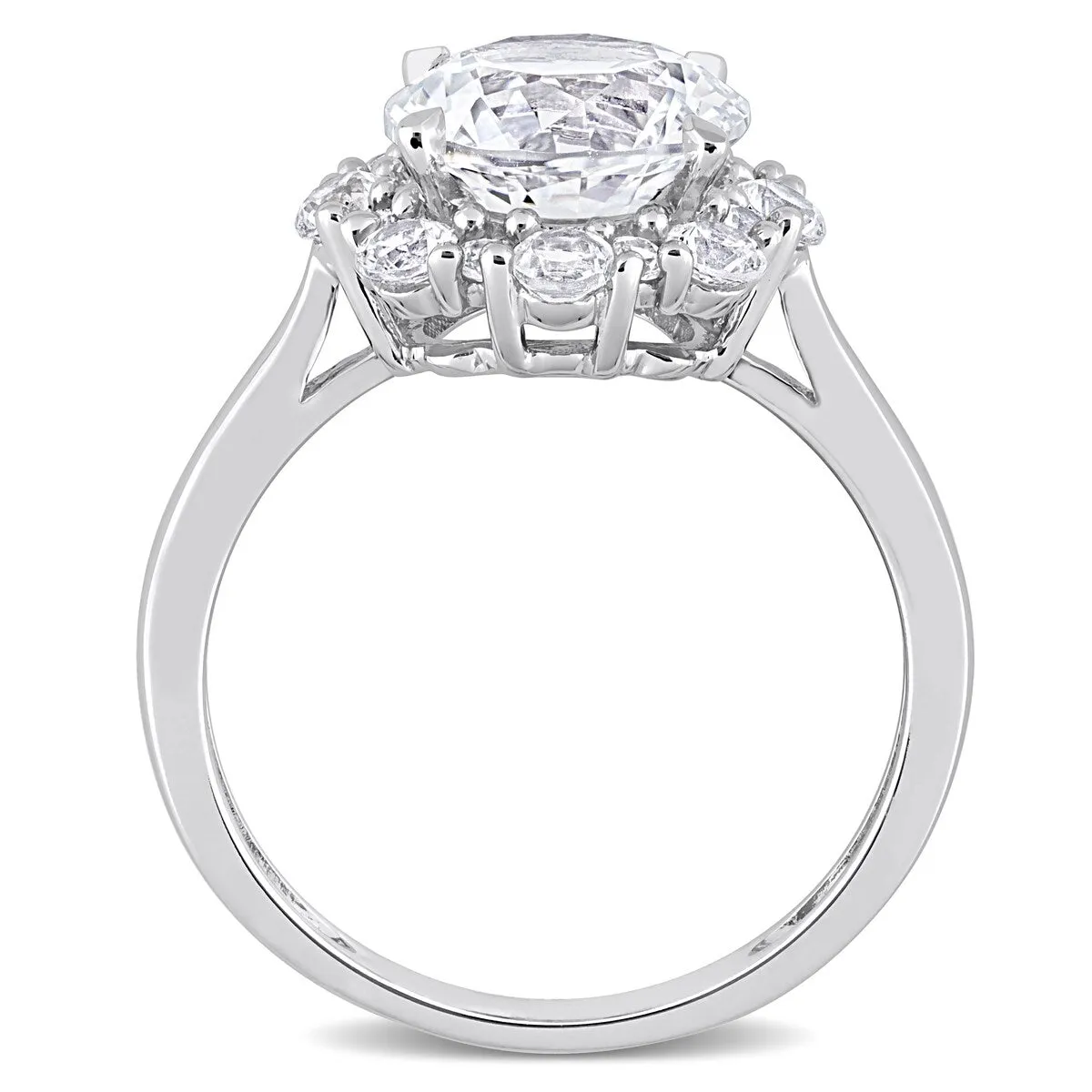 Miadora Created White Sapphire Halo Floral Engagement Ring in 10k White Gold sold by Zulily product image thumbnail 5
