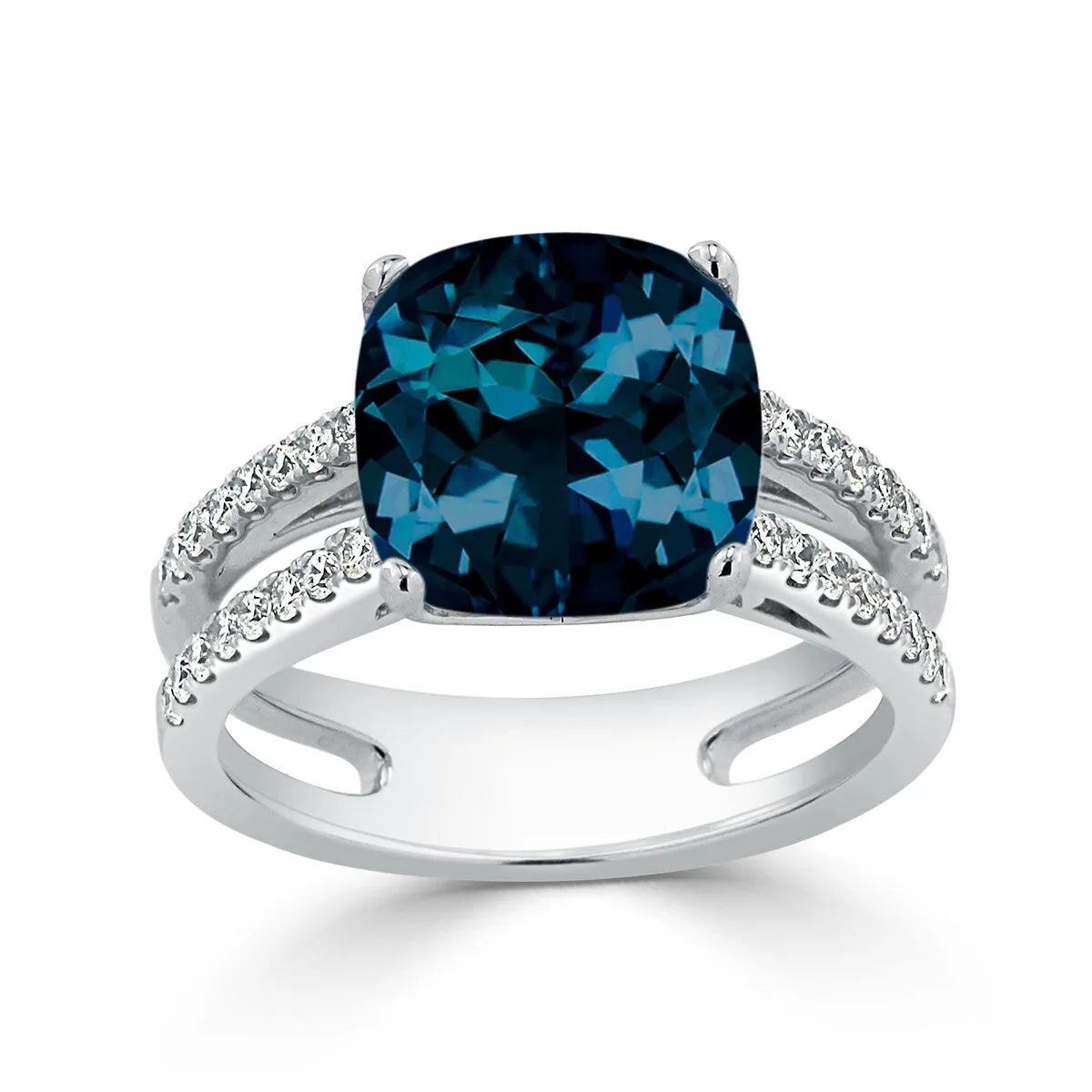 Auriya Modern 5ct Cushion-cut London Blue Topaz and Diamond Engagement Ring 1/4cttw 14k Gold sold by Zulily product image thumbnail 4