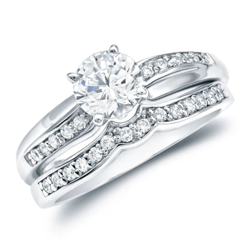 Auriya 14k Gold 14k White Gold 3/4ctw Classic Round Diamond Engagement Ring Set sold by Zulily