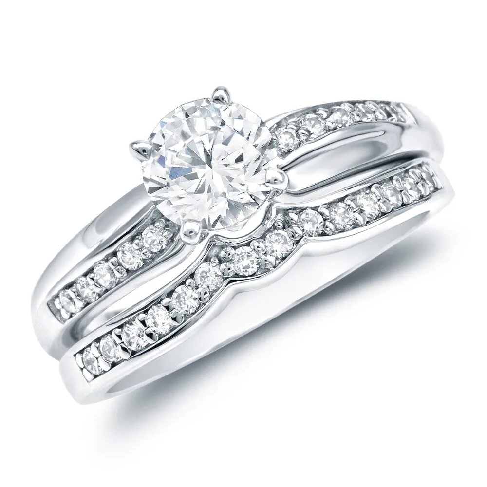 Auriya 14k Gold 14k White Gold 3/4ctw Classic Round Diamond Engagement Ring Set sold by Zulily