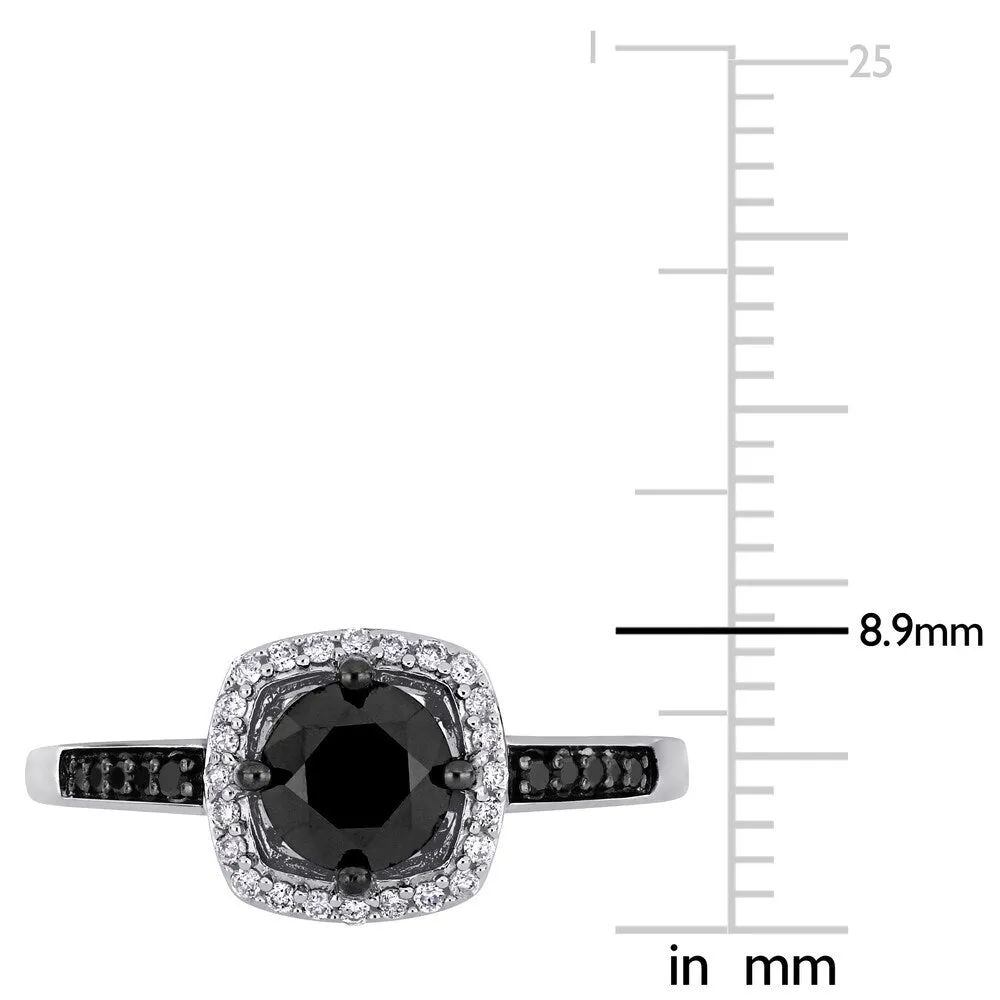 Miadora 14k White Gold 1 1/7ct TDW Black and White Diamond Halo Engagement Ring sold by Zulily product image thumbnail 4
