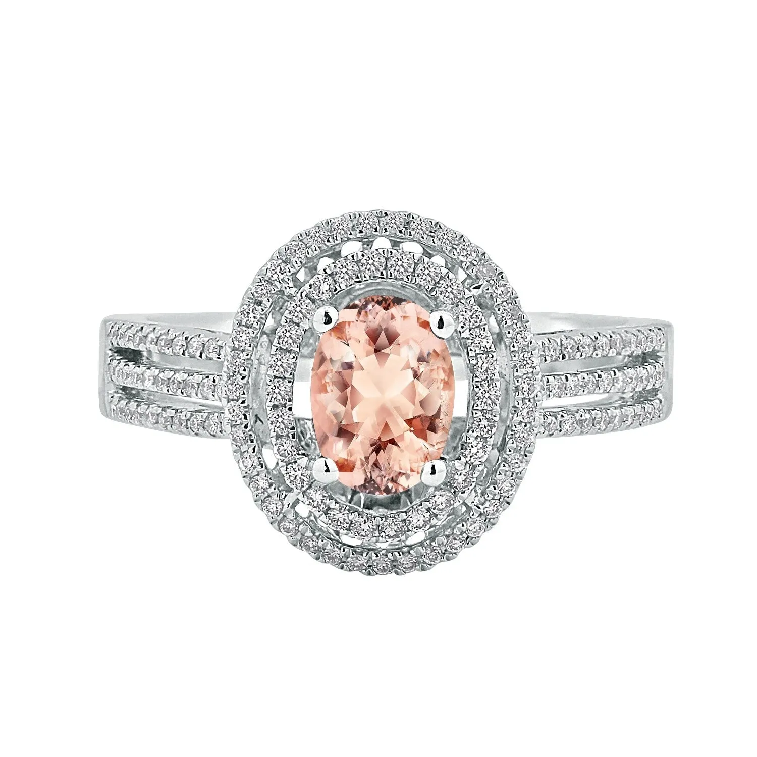 Auriya Modern 5/8ct Oval Morganite and Halo Diamond Ring 1/4cttw 18K Gold sold by Zulily product image thumbnail 2