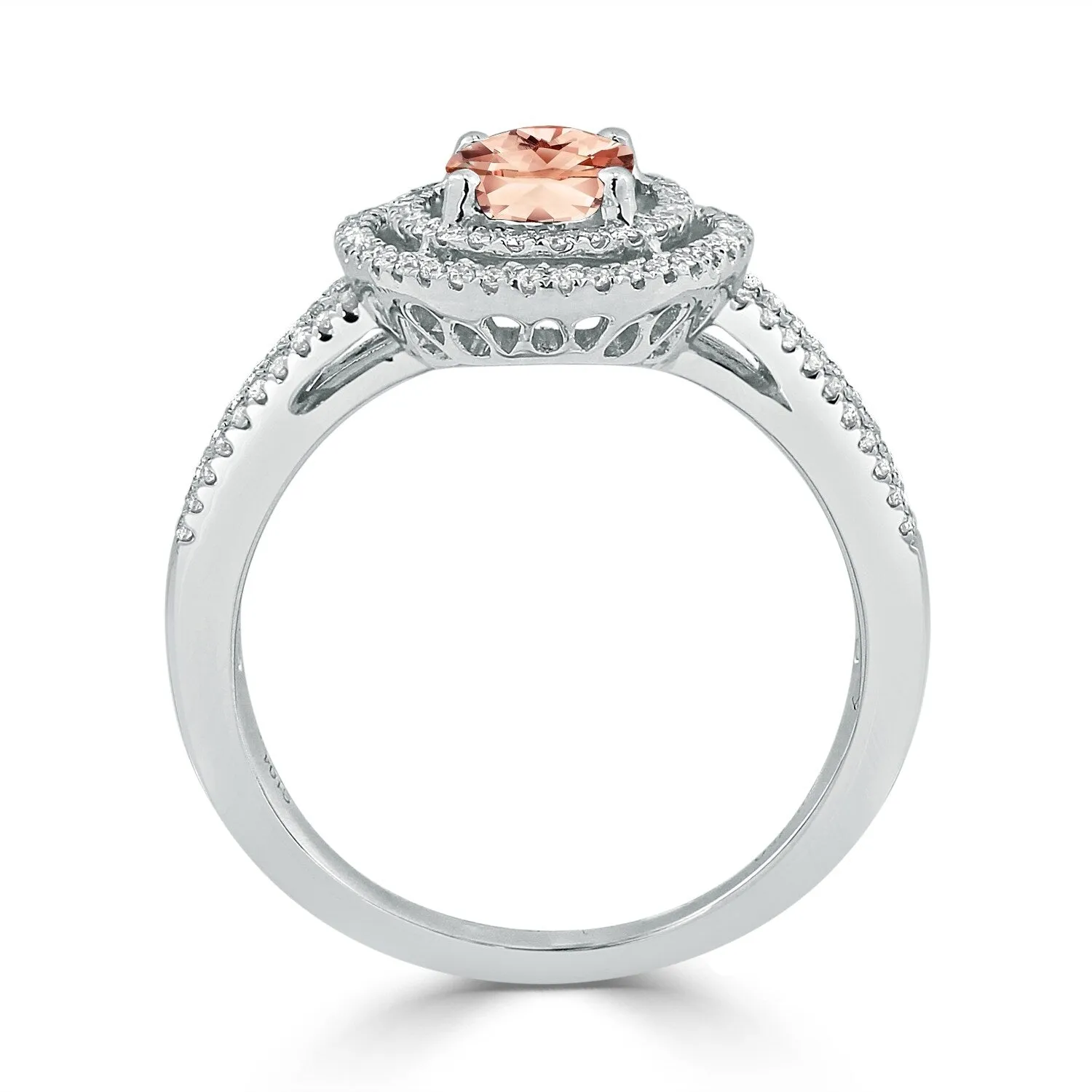 Auriya Modern 5/8ct Oval Morganite and Halo Diamond Ring 1/4cttw 18K Gold sold by Zulily product image thumbnail 4