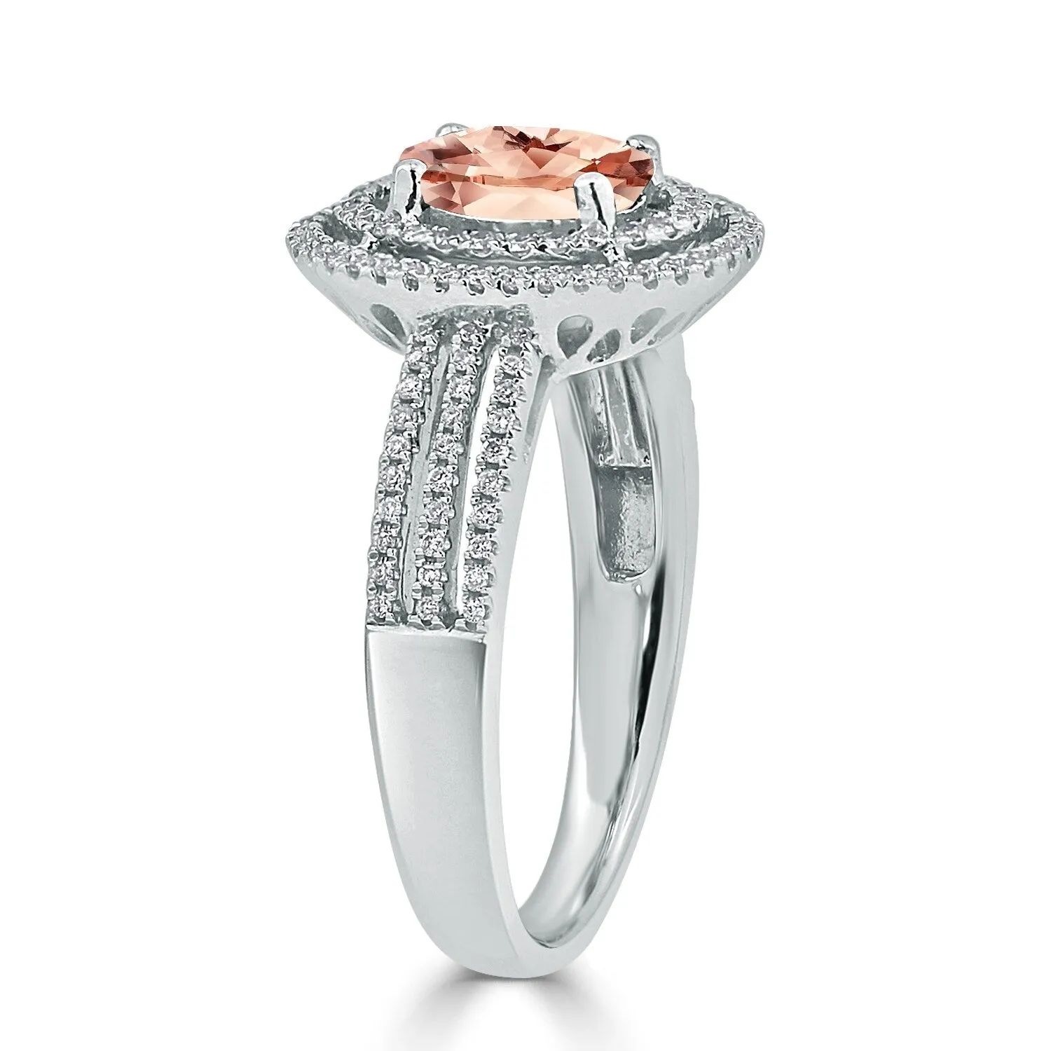 Auriya Modern 5/8ct Oval Morganite and Halo Diamond Ring 1/4cttw 18K Gold sold by Zulily product image thumbnail 3