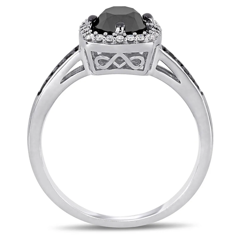Miadora 14k White Gold 1 1/7ct TDW Black and White Diamond Halo Engagement Ring sold by Zulily product image thumbnail 3