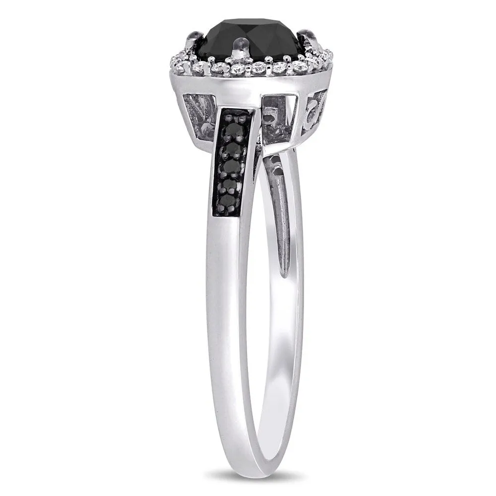 Miadora 14k White Gold 1 1/7ct TDW Black and White Diamond Halo Engagement Ring sold by Zulily product image thumbnail 2
