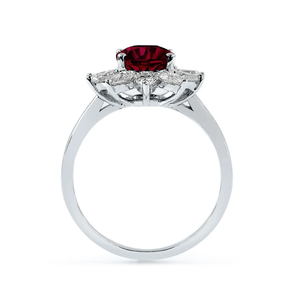 Auriya 2ct Oval-cut Red Ruby Sunburst Halo Diamond Engagement Ring 3/4ctw 18K Gold sold by Zulily product image thumbnail 4