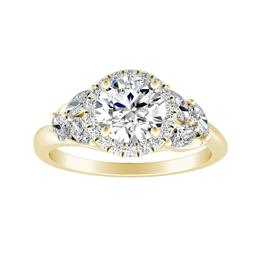 Auriya 14k Gold Floral 3ct Moissanite Halo Diamond Engagement Ring 3/8ctw sold by Zulily product image thumbnail 2