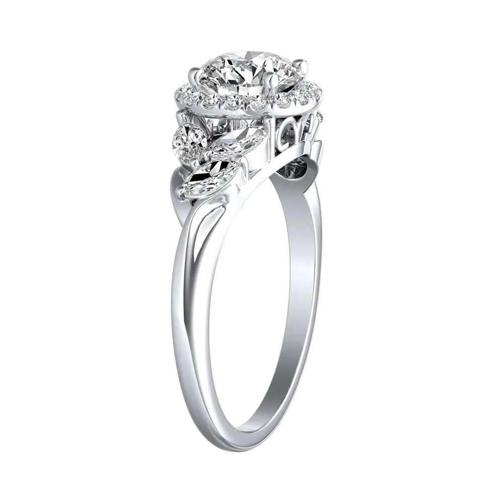Auriya 14k Gold Floral 3ct Moissanite Halo Diamond Engagement Ring 3/8ctw sold by Zulily product image thumbnail 4