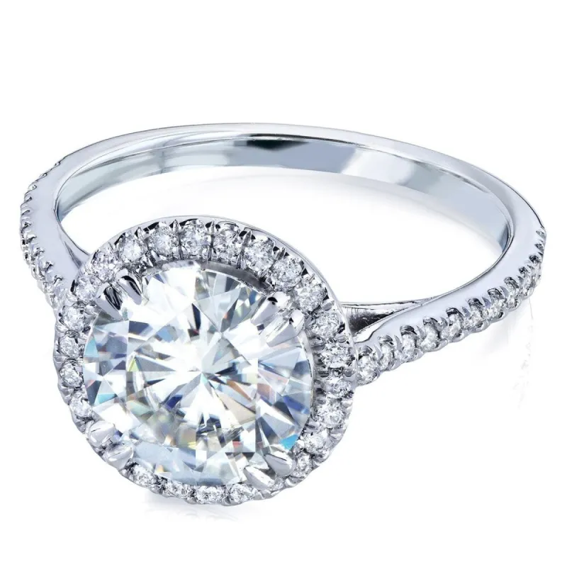Annello by Kobelli 14k White Gold Round 8mm Forever One Moissanite and Diamond Halo Engagement Ring (2-1/6 CTW) sold by Zulily