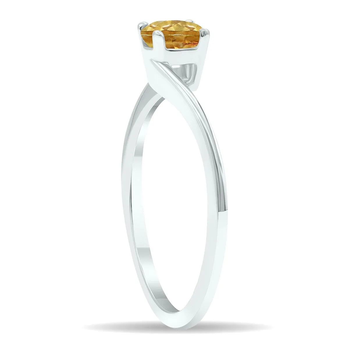 Women's Solitaire Citrine Wave Ring in 10K White Gold sold by Zulily product image thumbnail 2