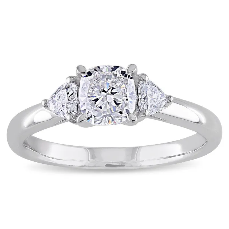 Miadora Signature Collection 14k White Gold 1ct TDW Cushion with Heart Side Stones Diamond Engagement Ring sold by Zulily