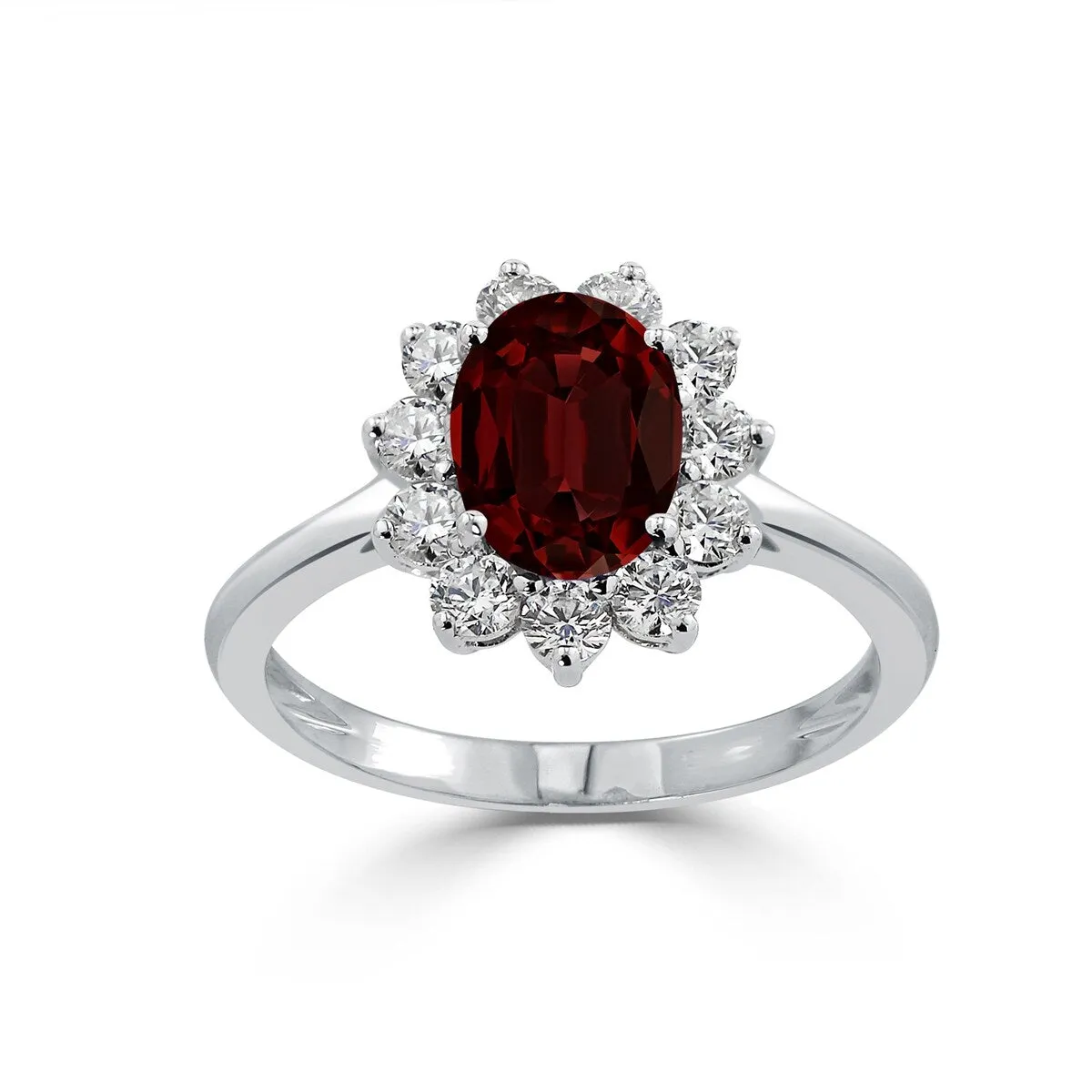 Auriya 1 5/8ct Oval-cut Red Garnet and Halo Diamond Ring 5/8cttw 18K Gold sold by Zulily