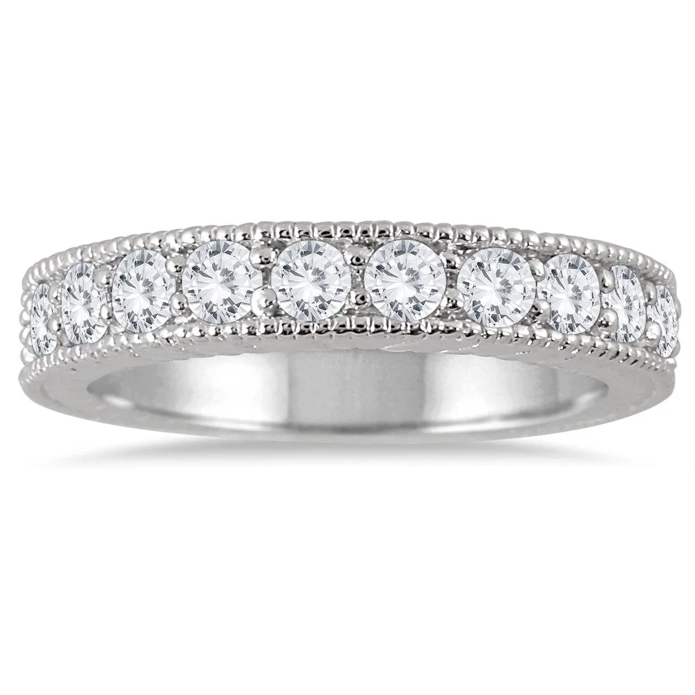 Marquee Jewels 10K White Gold 3/4ct TDW Engraved Antique Styled Channel Band (J-K, I2-I3) sold by Zulily